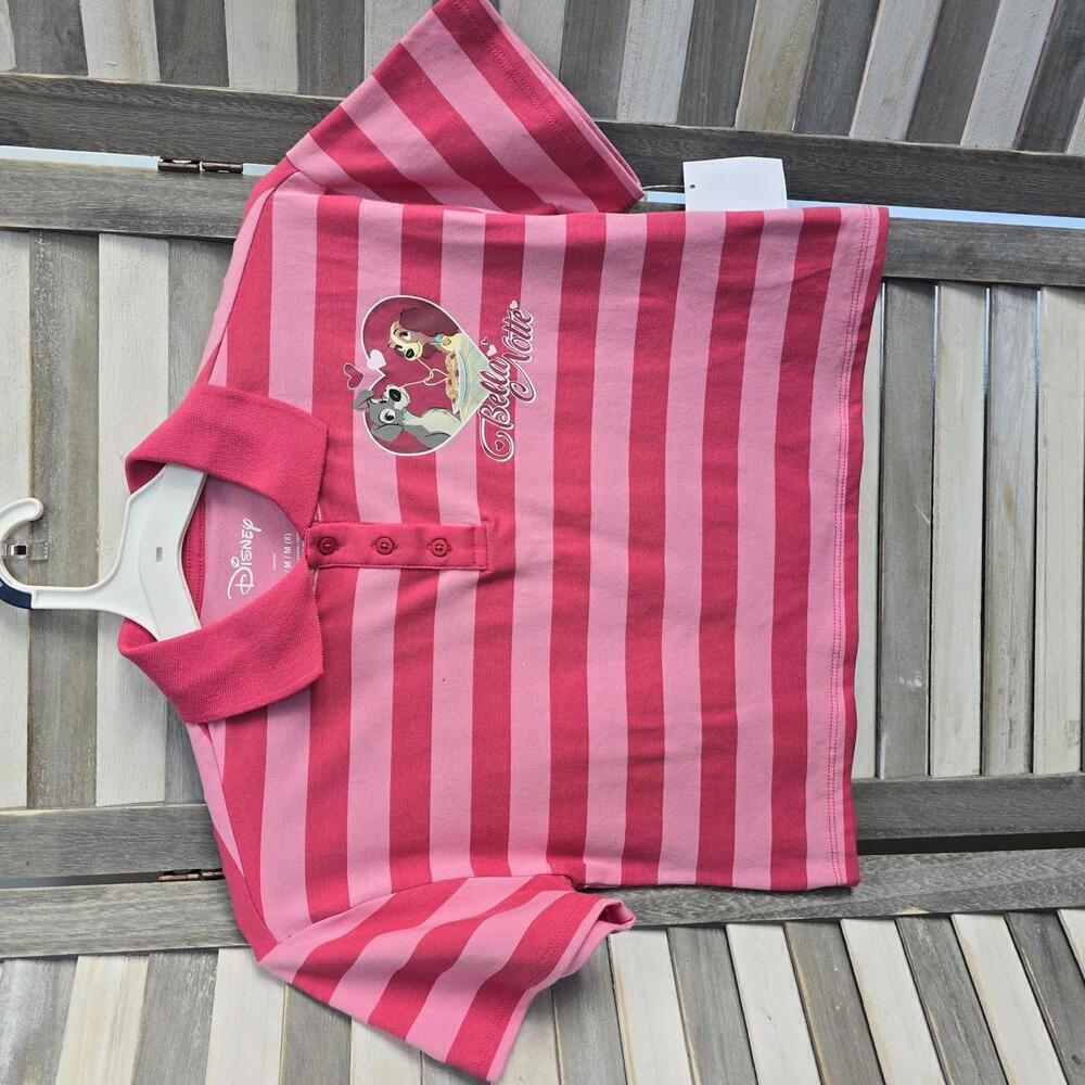 Lady & The Tramp Cropped Printed Polo Top | Disney | Large (10/12)